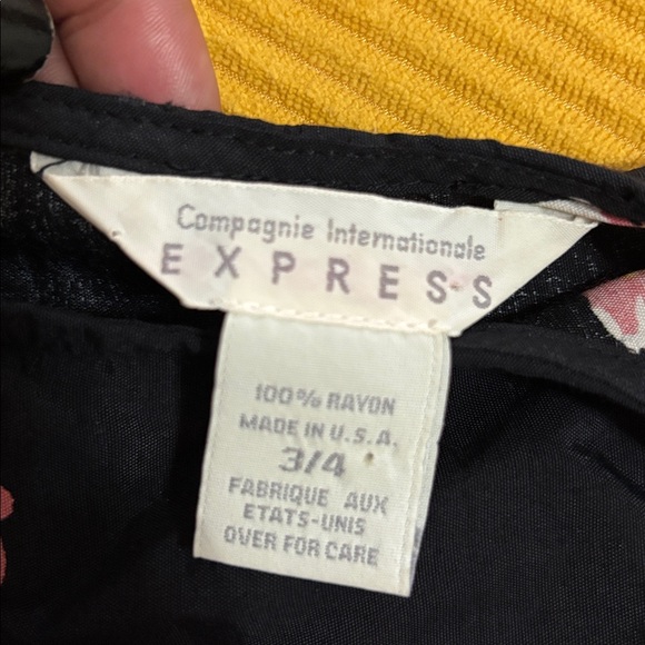 Express dress maxi 3/4 floral rayon MADE IN USA Vintage boho spring summer chic - Picture 4 of 7